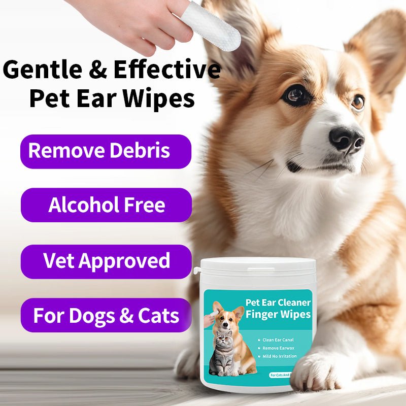 Pet Ear Cleaning Wipes 50 Count Gentle Cleaner for Dogs & Cats - UnCurlX