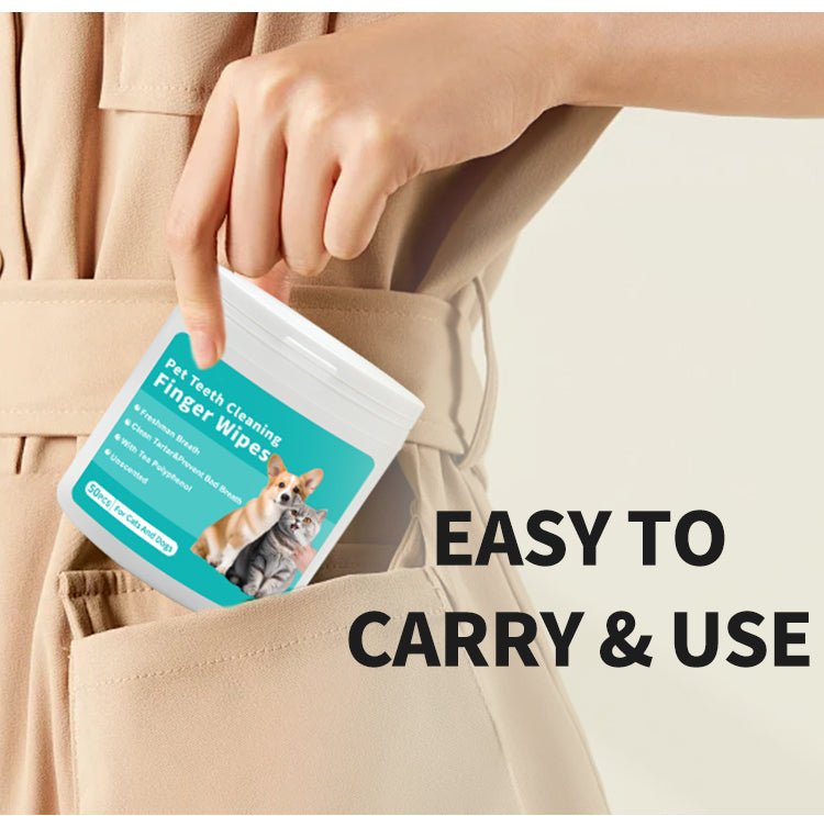 Pet Teeth Cleaning Wipes 50 Count Dental Care for Dogs & Cats - UnCurlX