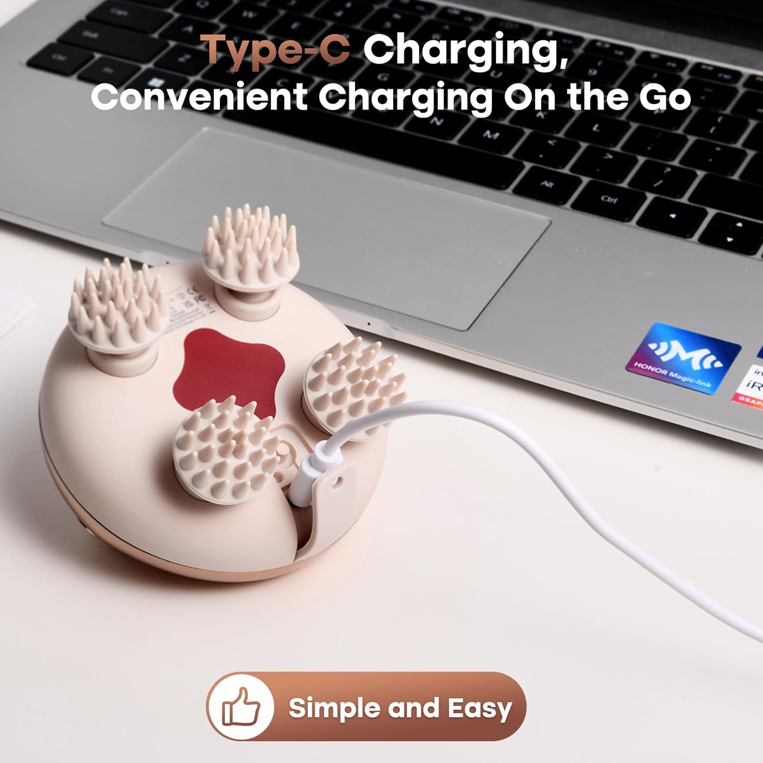 UnCurlX Scalp Massager – Portable Waterproof Head Massager for Stress Relief & Hair Care, Rechargeable | Also for Cats | Gift for Mom & Dad - UnCurlX